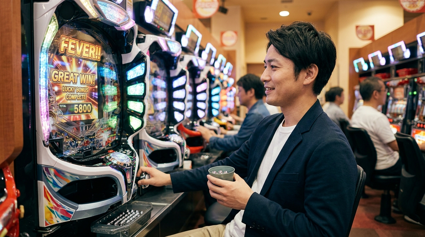 パチンコの遠隔や確率詐称を冷静に確認するイメージ