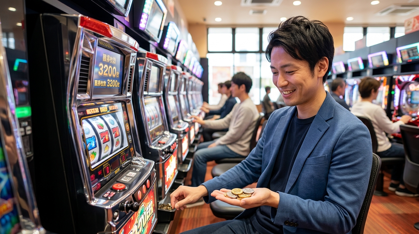 スロットの朝一狙い台を記録するイメージ